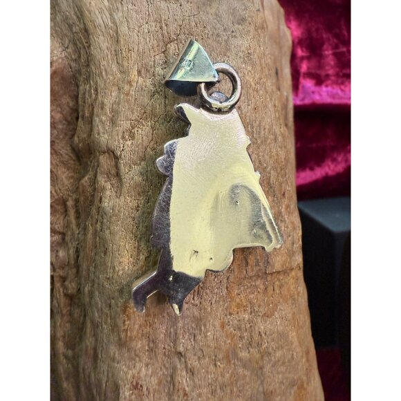 Zuni Kokopelli Inlay Pendant Sterling Silver & Gemstone Tribal Design 2" - Picture 2 of 6